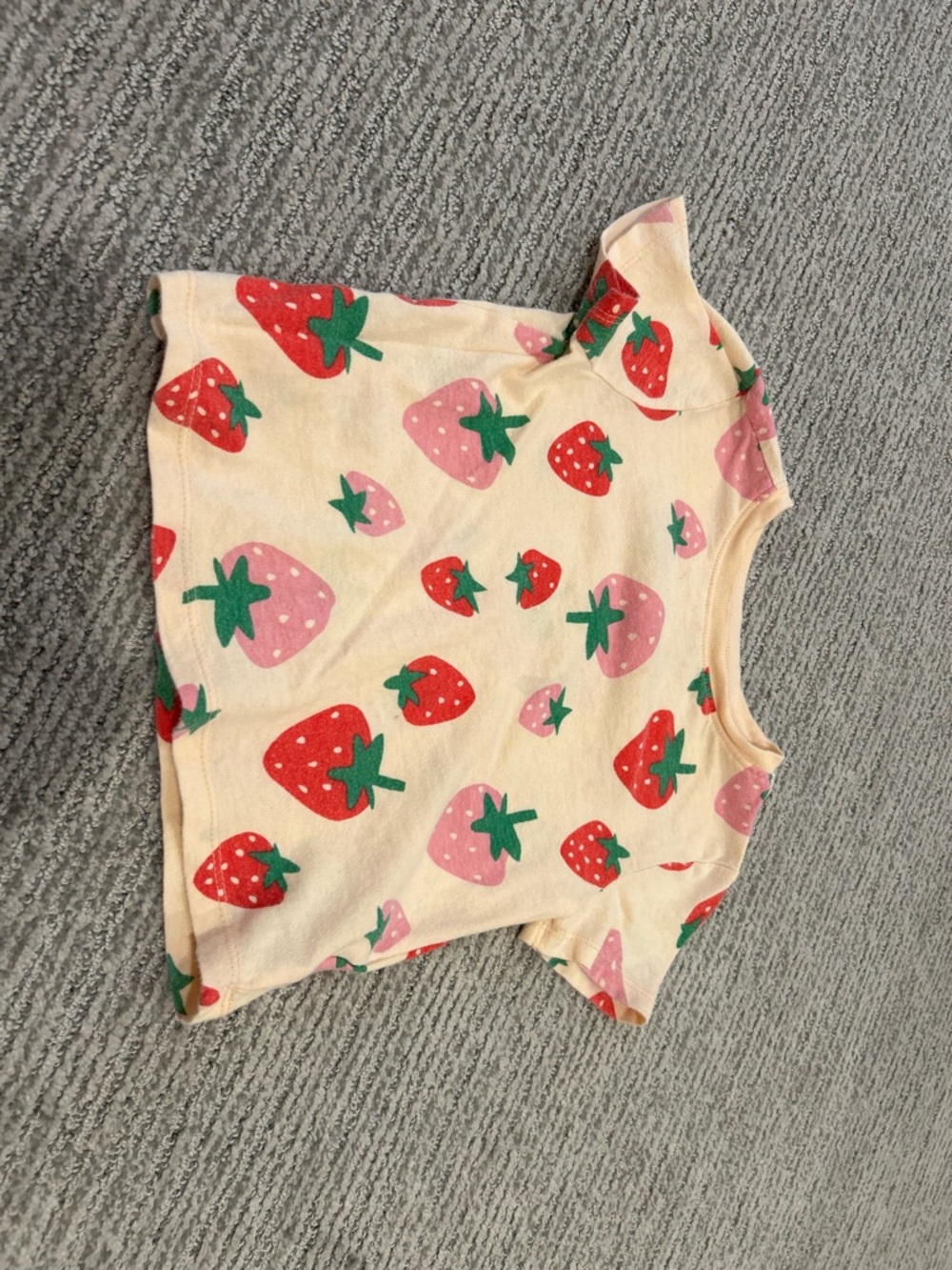 Girls Strawberry Print T-Shirt in light orange, Red & Pink